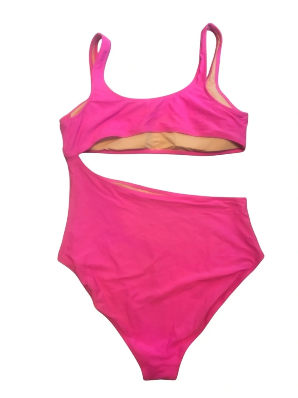 J.Crew $110 1 Piece Neon Pink Cut Out Swimsuit Women Size 18 High Waist